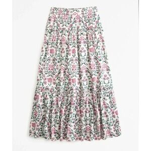 Abercrombie & Fitch Floral Tiered Maxi Skirt MEDIUM Boho Cottagecore Lined